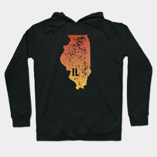 US state pride: Stamp map of Illinois (IL letters cut out) Hoodie